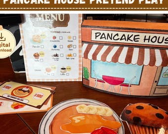 Paquete imprimible para juego de simulación de casa de panqueques (descarga digital)