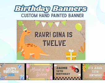 Pancarta de cumpleaños personalizada pintada a mano, letrero para eventos de 30 x 50 pulgadas