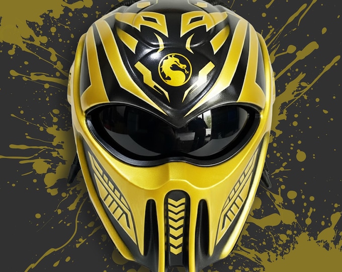 Noob Saibot Ninja Motorcycle Helmet, Airbrush Mortal Combat Art, DOT & ECE Certified, Custom Color