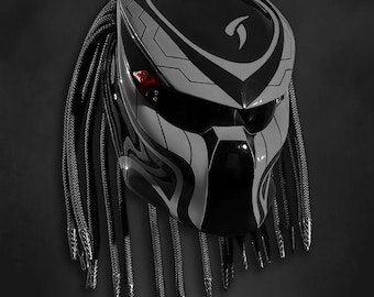 LED Predator Biker Helmet – Custom Sci-Fi Design, No Fang – DOT & ECE Approved