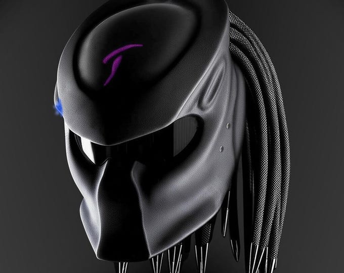 Purple Logo Predator Motorcycle Helmet: Custom Airbrushed, DOT & ECE Certified