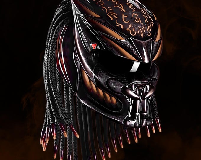 Handmade Beaver Brown Predator Motorcycle Helmet: DOT & ECE Certified, LED Custom Art