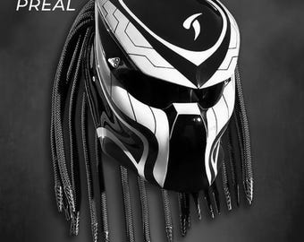 Custom Predator Motorcycle Helmet, No Fang – LED, Motif Color Options – DOT & ECE Certified Saferty Ride
