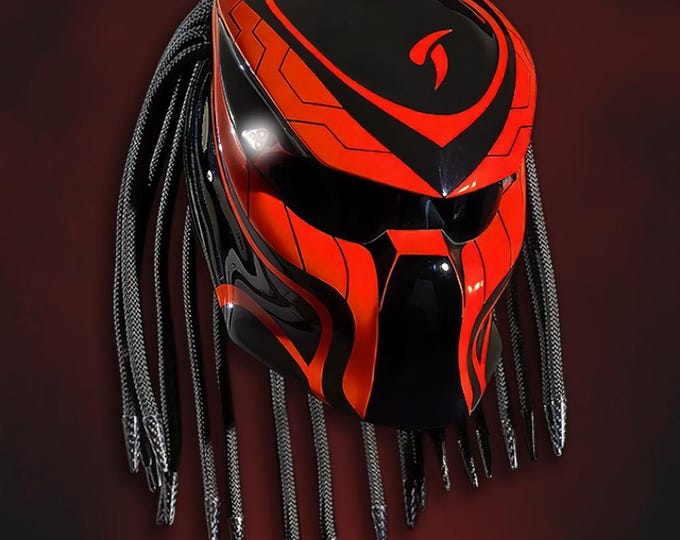 Red Fire Predator Motorcycle Helmet: Custom Airbrush Art, DOT & ECE Certified