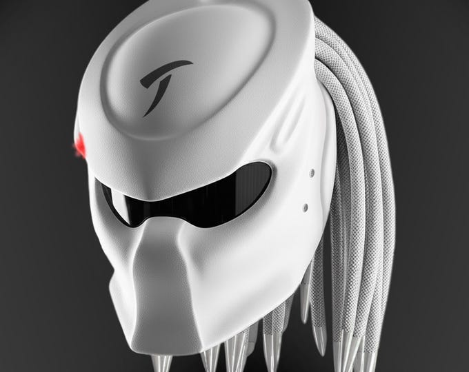Fangless Predator Motorcycle Helmet: Custom Airbrushed, DOT and ECE Certified, LED