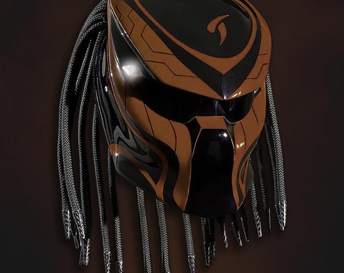 Handmade Bistre Brown Predator Motorcycle Helmet: DOT & ECE Certified