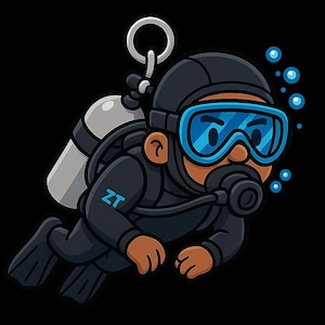 3D Printed Scuba Diver Keychain: Ocean Lover Gift