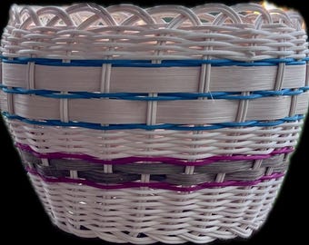 Cherokee Double Wall Basket - Handwoven - Native American Art - Natural, Red & Turquoise - Home Decor - Native Craft.
