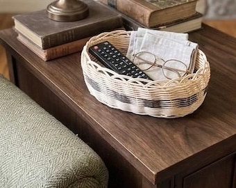 Cherokee Double Wall Basket - Handwoven - Native American Art - Natural reed with black accent - Home Decor - Native Craft.