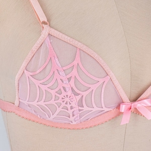 RTS Crochet Knit Spiderweb Halloween Bralette Crop Lingerie Boho Goth