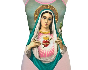 Virgin Mary  Cheeky High Cut Leg One Piece Swimsuit  - Available in six sizes
