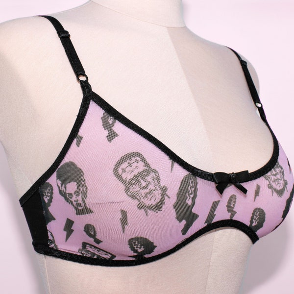 Soft Mesh Bralette Rosa Frankenstein Estampado