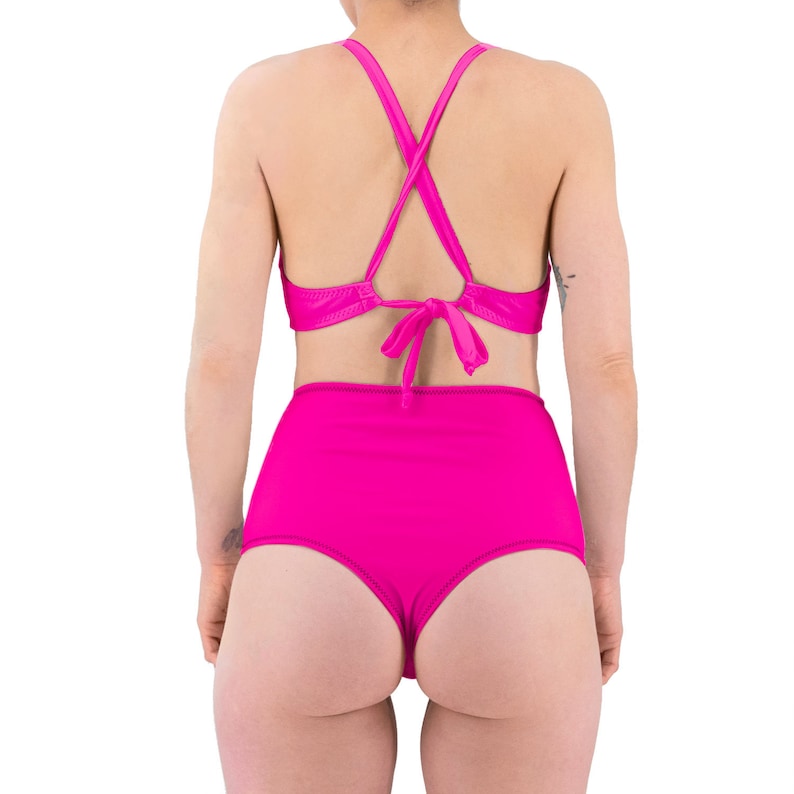 Hot Pink High Waist Cheeky Bikini and Underwire Bikini Top XS-2XL