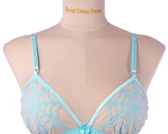 Pastel Blue  Spiderweb Bralette