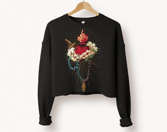 Sacred Heart   - Cropped  Sweatshirt