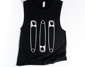 Giant Safety Pin -  Muscle Tank