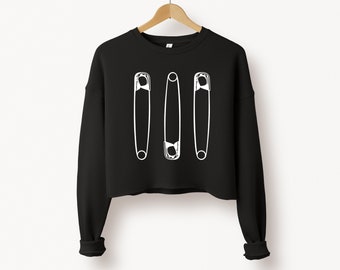 Giant Safety Pins  -  Cropped  Sweatshirt