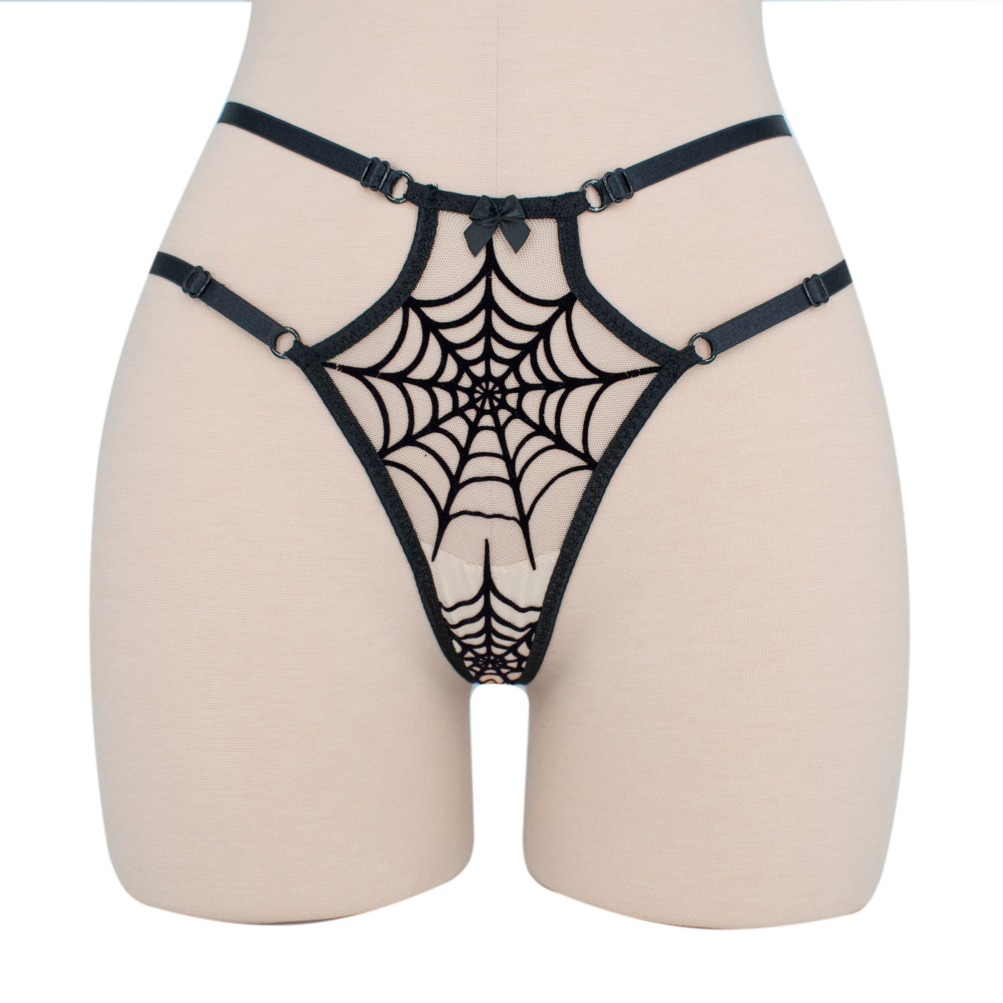 spiderweb Halloween lingerie, black widow, spider, thong, undies,  underwear, spooky, creepy, birthday gift, present, Halloween underwear