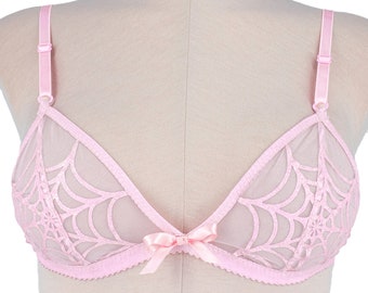 Glitter  Pink Spiderweb Bralette