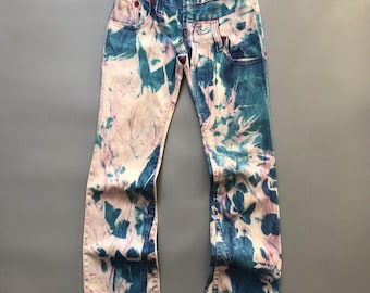 Roberto Cavalli 2000s Silver Glitter Tiger Jeans Y2K