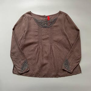 Ewa i Walla Beige linnen tuniektop – romantische bohostijl – maat M