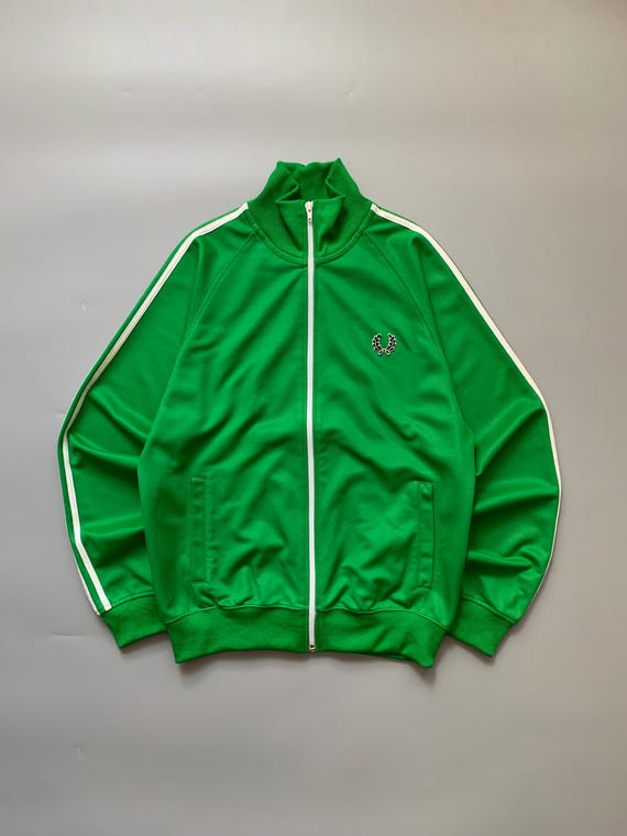 Men's Fred Perry Green Full Zip Classic Track Jacket Windbreaker