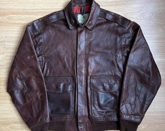 Vintage WW2 Type A-2 Flight Jacket 1942 Aero Co Leather Officer