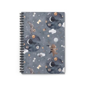 Cuaderno espiral de conejito cósmico, adorable diario de animales para bebés, papelería con temática espacial, útiles escolares, regalo para niños