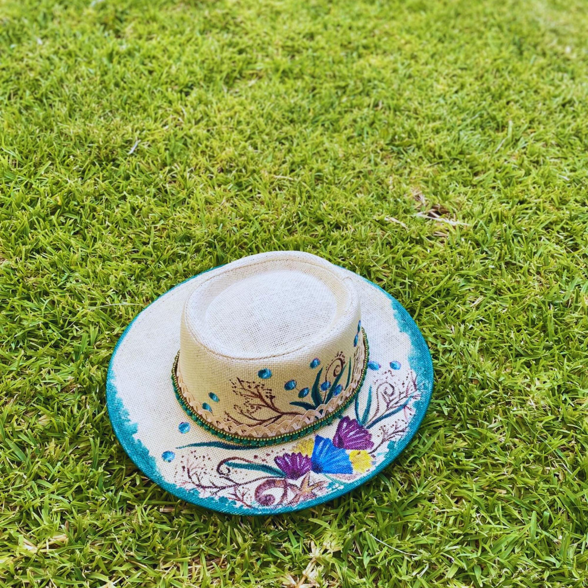 Floral Hand-painted Panama Hat: Boho Summer Fedora - Etsy display picture 2