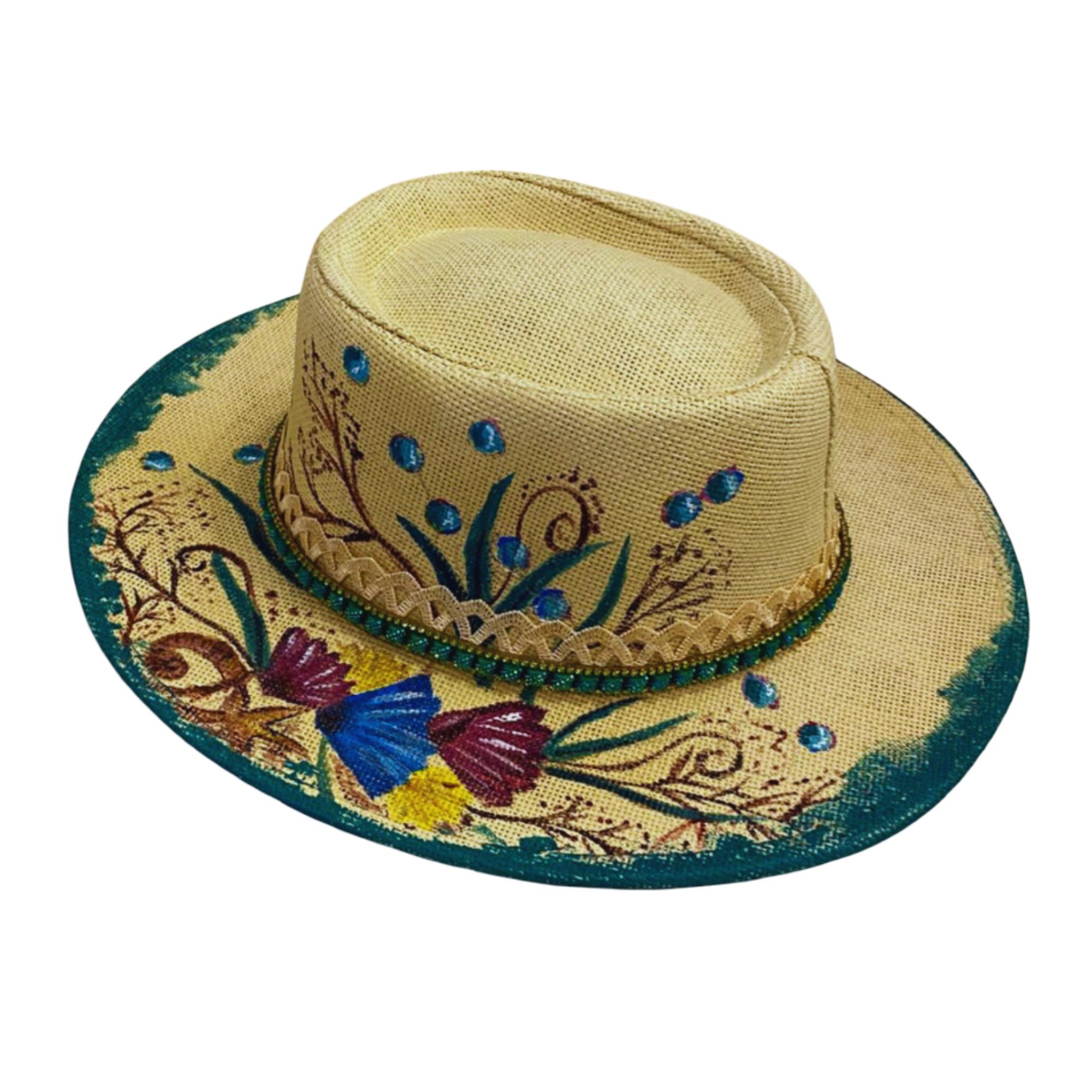Hand Painted Floral Panama Style Hat Boho Festival Sun Hat Floral Hand-painted Panama Hat: Boho Summer Fedora - Etsy main image 4