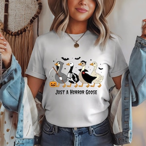 Just a Horror Goose PNG, Halloween Goose Clipart Bundle, Skeleton Vampire Grim Reaper Mummy Goose Sublimation, Funny Spooky Shirt Design