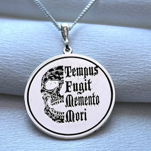 Stoic Silver Pendant Tempus Fugit Mori,Memento Mori Silver Necklace,Stoic Jewelry,Memento Mori,Tempus Fugit,Amor Fati,Custom Silver Necklace