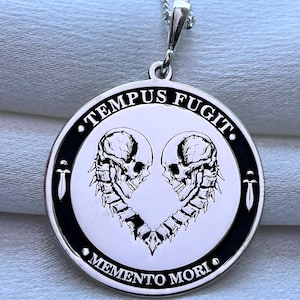 Stoic Silver Pendant Tempus Fugit Mori,Memento Mori Silver Necklace,Stoic Jewelry,Memento Mori,Tempus Fugit,Amor Fati,Christmas Gift