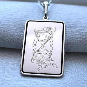 Carpe Diem Sterling Silver Necklace – Gothic Latin Pendant, Seize the Day Talisman Gift for Him & Her,Stoic Silver Jewelry,Christmas Gift