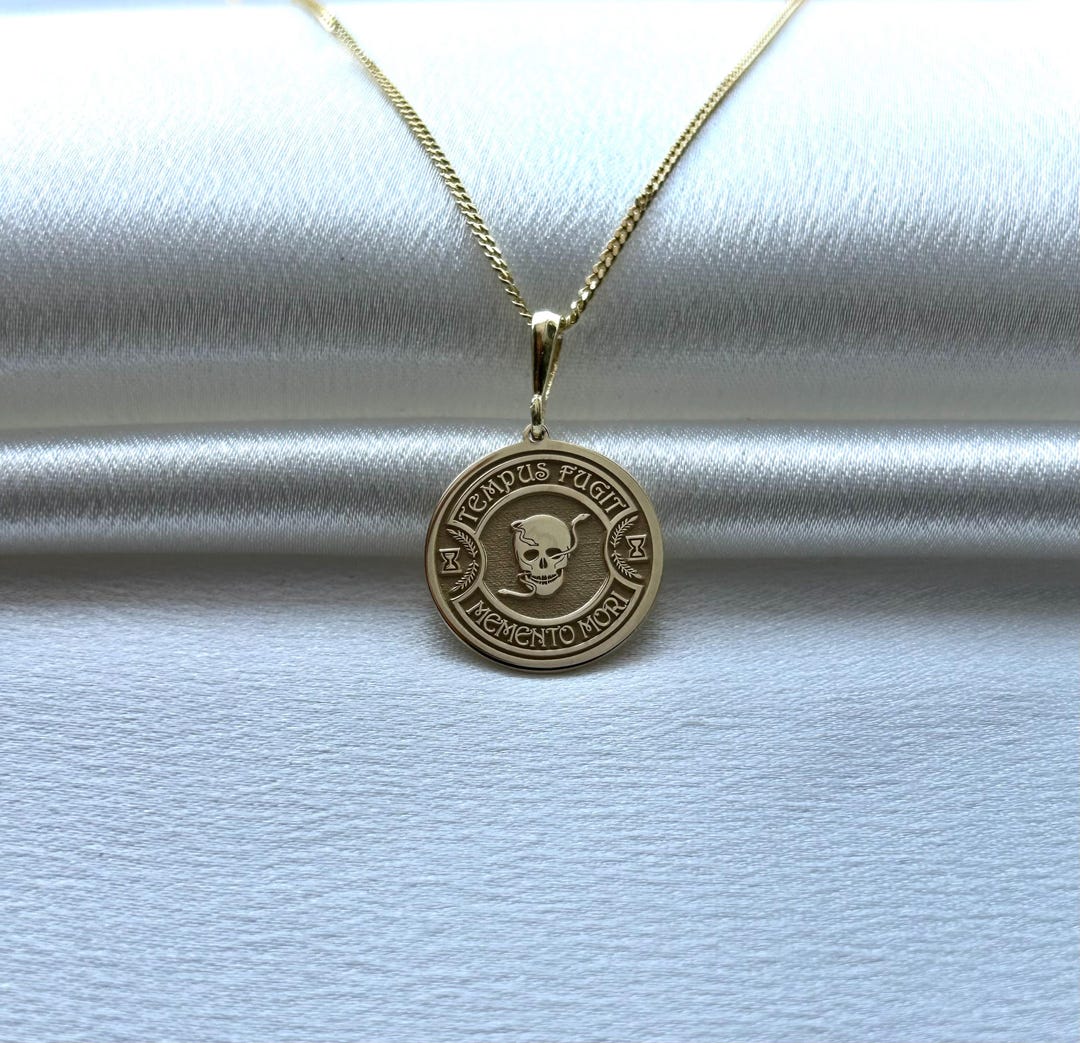 Skull Memento Mori Sterling Silver Necklace | Gothic Stoic Coin Pendant ...