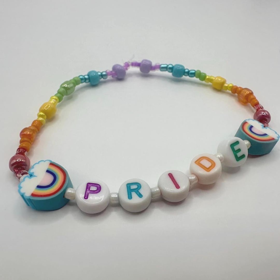 Rainbow Pride Bracelet | Pride Letter Bracelet | Gift for Them | Pride ...