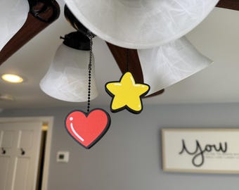Heart Star Fan Pull | Romantic Room Decor | Unique Pull Charms | Cute Room Decor | Bedroom Teen Tween Decor