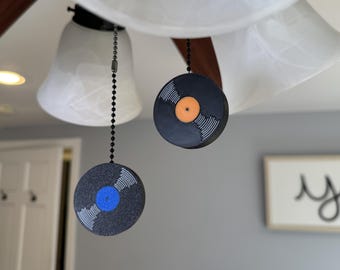 Vintage Vinyl Record Fan Pull | Vinyl Room Decor | Gift Idea | Record Pull Charms | Music Decor | Jam Room Decor | Music Lover |