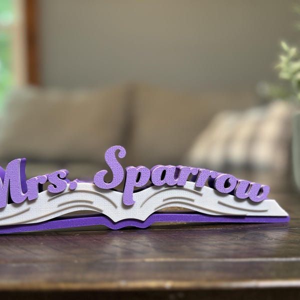 Teacher Name Plate | Personalized Teacher Gifts | Custom Teacher Sign | Teacher Classroom Sign | Teacher Appreciation Gift | Librarian Book