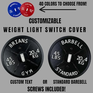 Weight Plate Toggle Light Switch Cover | Gym Decor | Home Gym Decor | Standard Barbell | Garage Gym Decor | Customizable | Workout Room Wall
