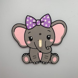 Elephant Safari Jungle Nursery Decor Gray Elephant Light Switch Cover Plate  Wall Art Unique Gifts for Children Room Home Decor