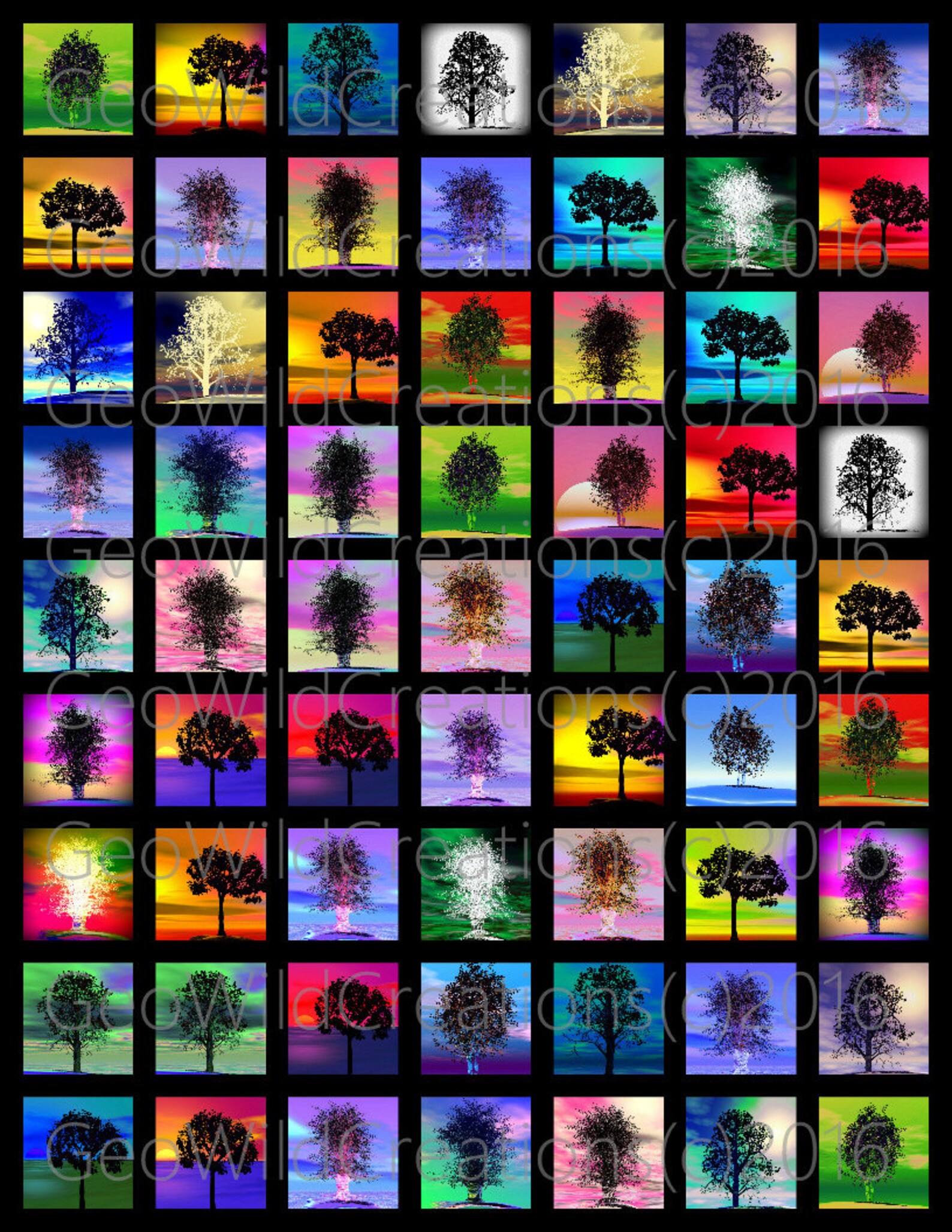 Fantasy Trees Digital Art Collage Sheet 3D Art (seller's Original ...