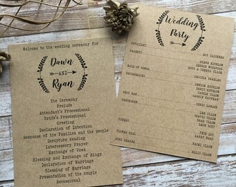 Rustic Wedding Program Kraft Wedding Program Western Wedding Etsy