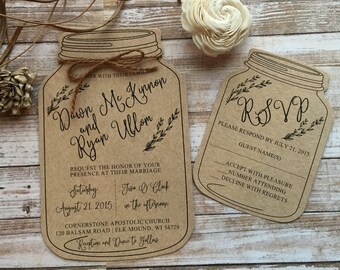 Mason Jar Wedding Invitations Etsy