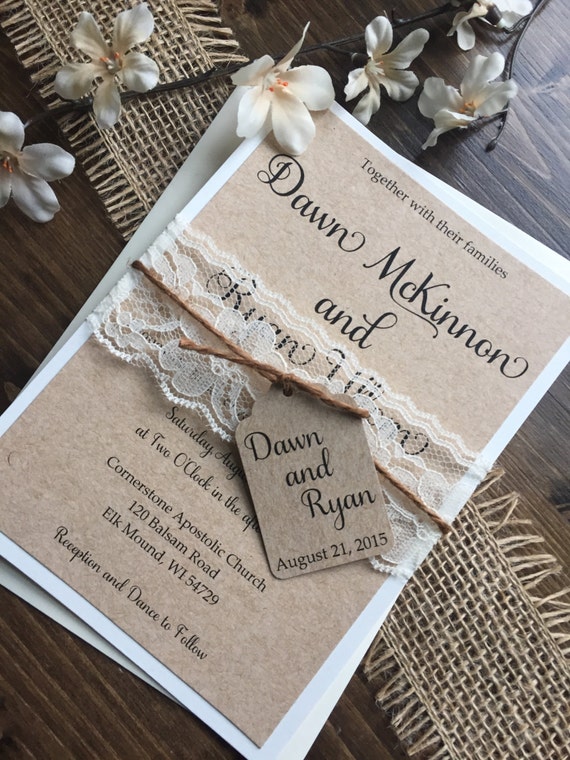 Rustic Wedding Invitation Vintage Wedding Invitation Lace | Etsy