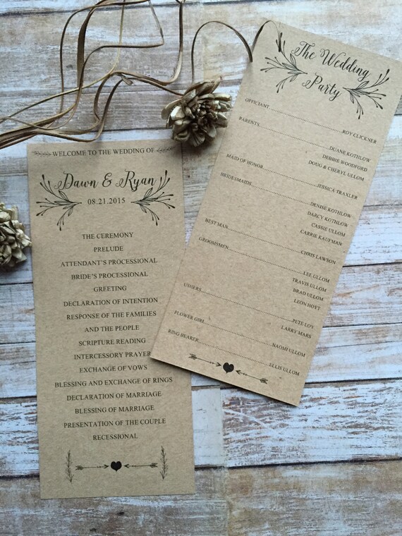 Rustic Wedding Program Laurel Wedding Program Western Etsy