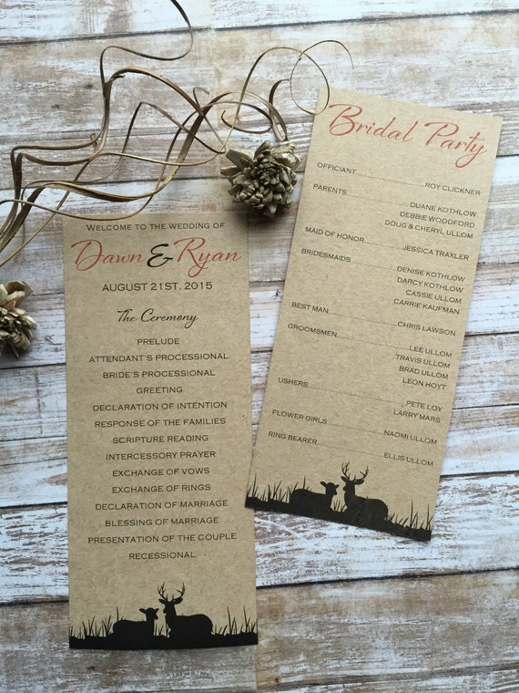 Rustic Wedding Program Deer Wedding Program Western Wedding Etsy