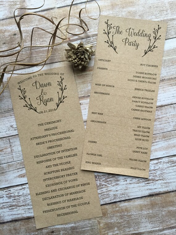 Rustic Wedding Program Laurel Wedding Program Western Etsy