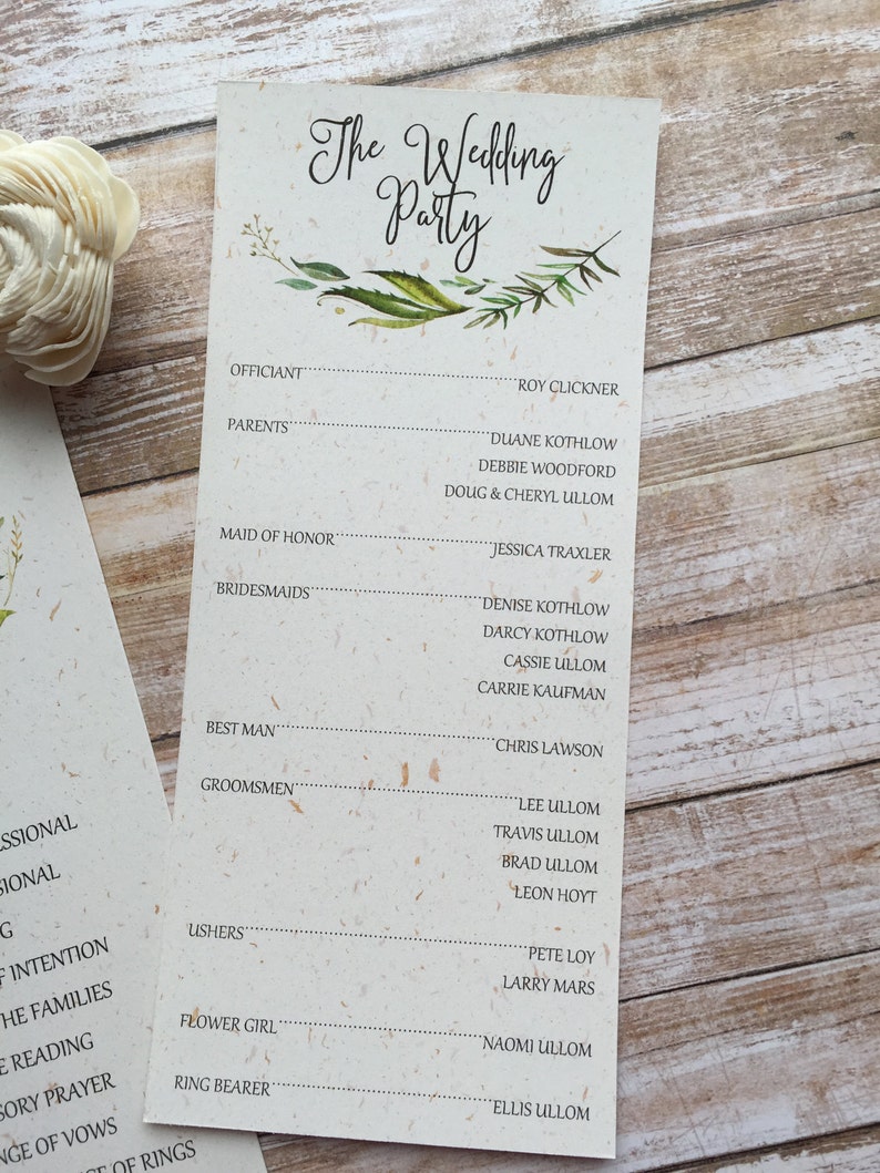 Rustic Wedding Program Leafy Wreath Wedding Program Kraft Wedding Program Laurel Wedding Program Country Wedding Program