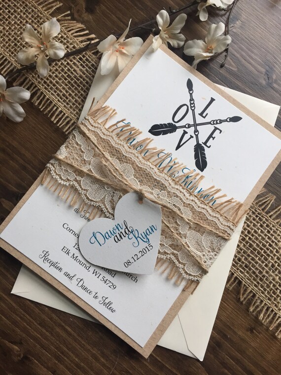 Rustic Wedding Invitation Vintage Wedding Invitation Burlap Etsy